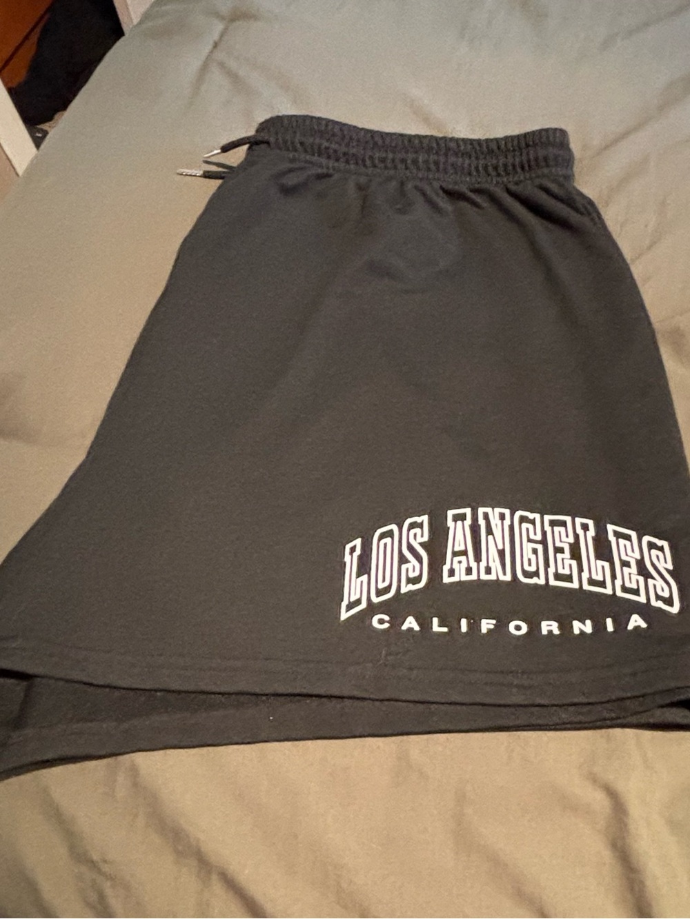 SHEIN Black Los Angeles Graphic shorts with Drawstring Waist